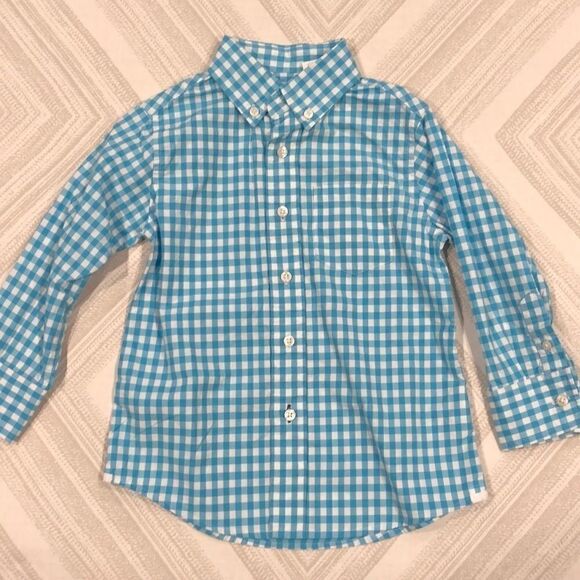 Crewcuts Turquoise Gingham Button Down Shirt - Picture 1 of 6
